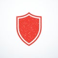 Red grunge shield icon. Vector illustration Royalty Free Stock Photo