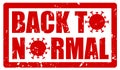 Red grunge stamp with a text BACK TO NORMAL to show that the office or shop is getting to reopen after corona virus COVID-19 Royalty Free Stock Photo