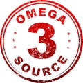Red grunge style rubber stamp Omega 3 source.