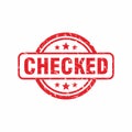 Red Grungy Checked Circle Stamp Template Vector Royalty Free Stock Photo