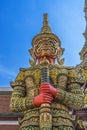 Red Guardian Statue Grand Palace Bangkok Thailand