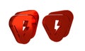 Red Guitar pick icon isolated on transparent background. Musical instrument.