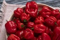 Red habanero peppers in a bowl. Royalty Free Stock Photo