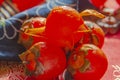 Red Hachiya persimmon fruit close up Royalty Free Stock Photo
