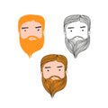 Red Hair Bearded Man Head Avatar Set