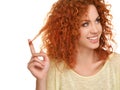 Red Hair. Beautiful Woman with Curly Hair. Royalty Free Stock Photo