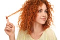 Red Hair. Beautiful Woman with Curly Hair. Royalty Free Stock Photo