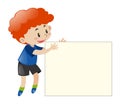 Red hair boy holding blank paper Royalty Free Stock Photo