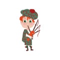 Red hair boy with striped hat scottish nation