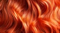 Red hair close-up as a background. Beautifully styled wavy shiny curls