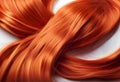 Red hair close-up as a background. Women\'s long orange hair