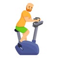 Red hair man exercise bike icon, cartoon style Royalty Free Stock Photo