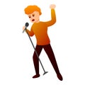 Red hair singer icon, cartoon style