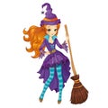 Red Hair Witch With Broom