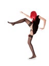 red hair woman in black stockings posing Royalty Free Stock Photo