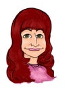 Proud Red Hair Woman Smiling Cartoon Caricature