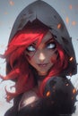 Red Haired Anime Fantasy Rogue Warrior Royalty Free Stock Photo