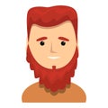 Red haired bearded swede icon, cartoon style