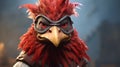 Red-haired Bird On A Red Helmet: Hyper-realistic 2d Game Art Royalty Free Stock Photo