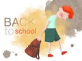 Red-haired boy bully does not want to go to school Royalty Free Stock Photo