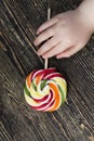 a red-haired boy with a Lollipop Royalty Free Stock Photo