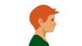 Red-haired boy. Portrait side view. Modern illustration of child, son, nephew, brother, pupil. Red-haired Irishman, Englishman, or