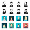 Red-haired boy, teen girl, grandmother wearing glasses.Avatar set collection icons in black,flet style vector symbol Royalty Free Stock Photo