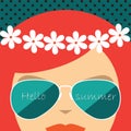 Red-haired European girl.Vector illustration in a flat design.