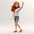 Redhead Girl 3d Character Illustration With Disney Animation Style