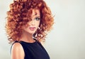 Red haired girl with curly hairstyle. Royalty Free Stock Photo