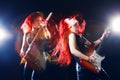 Red-haired girl the guitarist Royalty Free Stock Photo