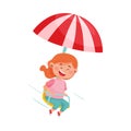 Red Haired Girl Having Fairground Ride and Laughing Vector Illustration Royalty Free Stock Photo