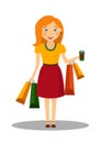 Red-haired girl with shopping