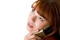 Red haired girl speaking on cell phone close-up Royalty Free Stock Photo