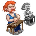 Red-haired man playing dominoes on wooden table Royalty Free Stock Photo