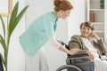 Nurse visits disabled senior Royalty Free Stock Photo