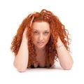 Red haired woman close up Royalty Free Stock Photo