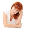 Red haired woman with copyspace Royalty Free Stock Photo