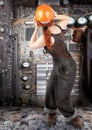 Red-haired worker girl Royalty Free Stock Photo