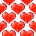 Red Halftone Heart Random Seamless Pattern on White Background