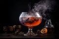 Red Halloween party cocktail with smoke on dark background Royalty Free Stock Photo