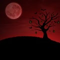 Red halloween pumpkin tree under moon Royalty Free Stock Photo