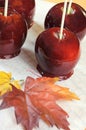 Red Halloween toffee apples closeup. Royalty Free Stock Photo