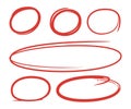 red hand drawn oval marker, circle highlighter Royalty Free Stock Photo