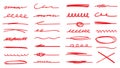 Red Hand Drawn Underlines and Scribbles Vector Set.Vector Illustration Royalty Free Stock Photo