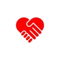 red hand palm care love symbol vector icon Royalty Free Stock Photo