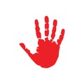 Red hand print hand with five fingers Royalty Free Stock Photo