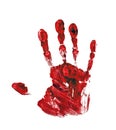 Red hand print isolated on white Royalty Free Stock Photo