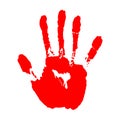 Red hand print on white background Royalty Free Stock Photo