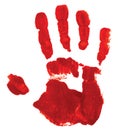 Red hand print on white background Royalty Free Stock Photo